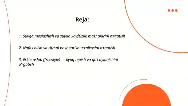 Suzish usullari texnikasini oʻrgatish 2