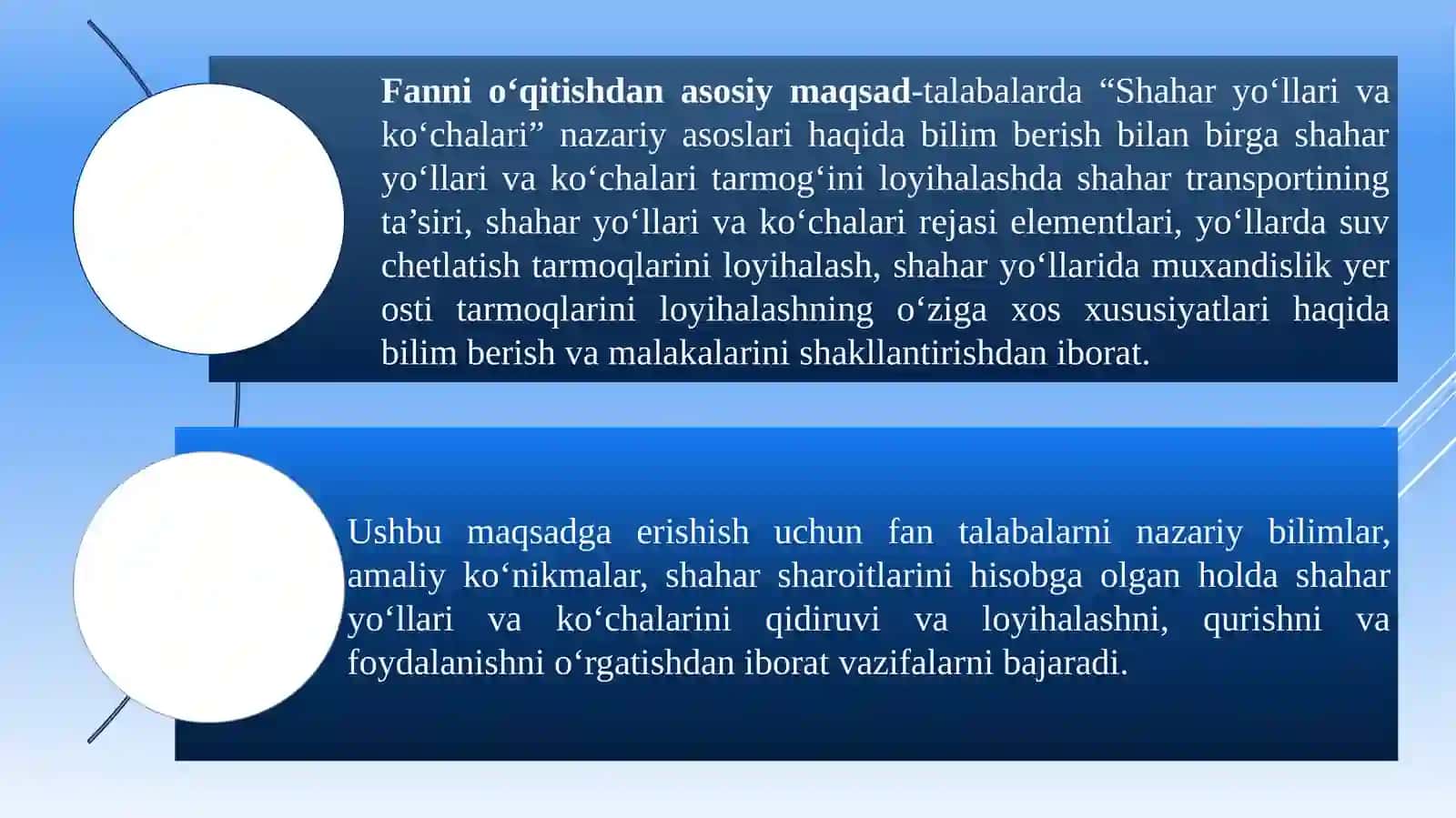 Shaharyo‘llari va ko‘chalari haqida umumiy ma’lumotlar 2