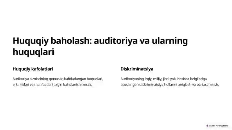 Auditoriyani huquqiy, ma'naviy, axloqiy va madaniy jihatdan baholash 2