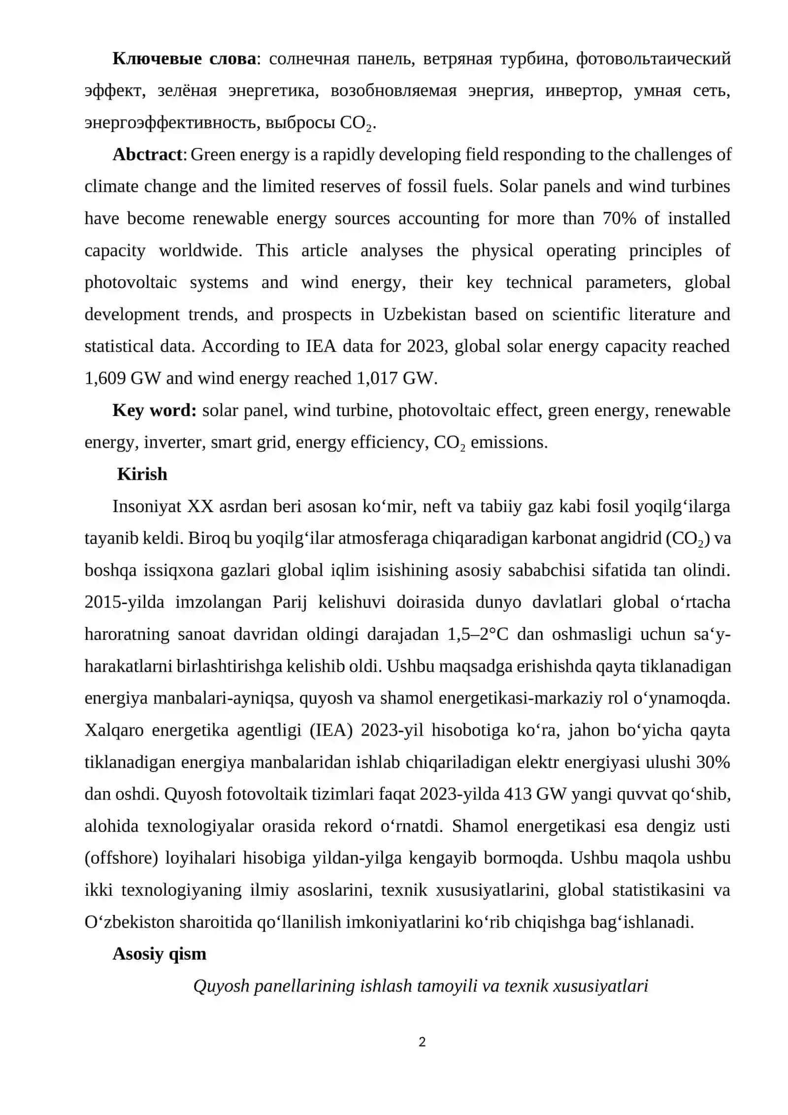 Yashil energetika va elektronika: Quyosh panellari va shamol trubinalari 2