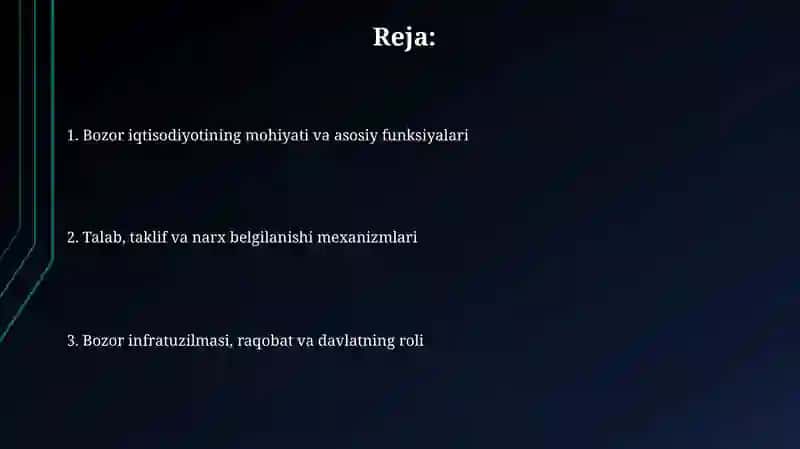 Bozor iqtisodiyotining mazmuni va amal qilishi 2