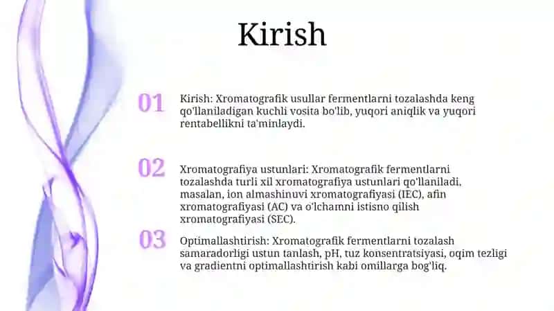 Xromatografik Usullar Yordamida Fermentlarni Tozalash 2