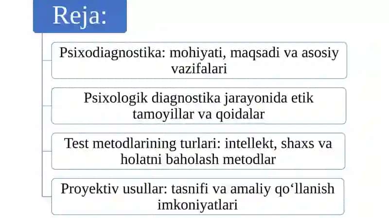 Shaxs psixodiagnostikasida qo'llaniladigan metodikalari tasnifi. 2