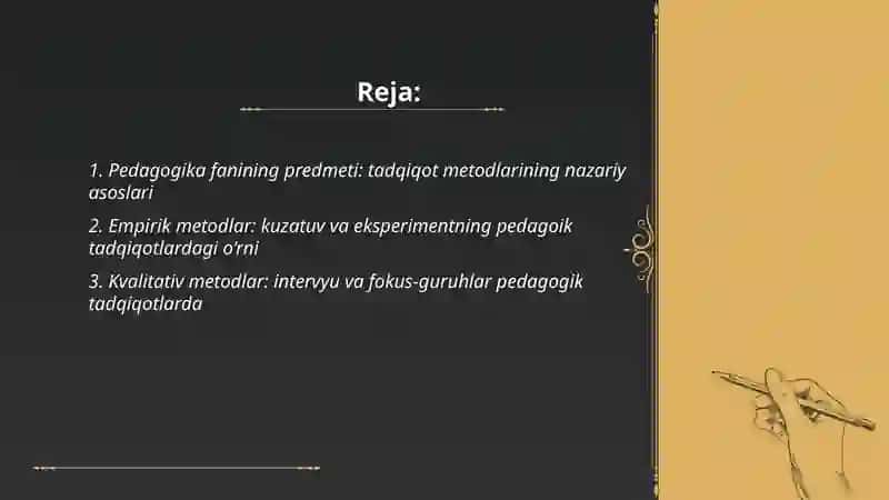 Pedagogika fanining predmeti tadqiqot metodlari 2