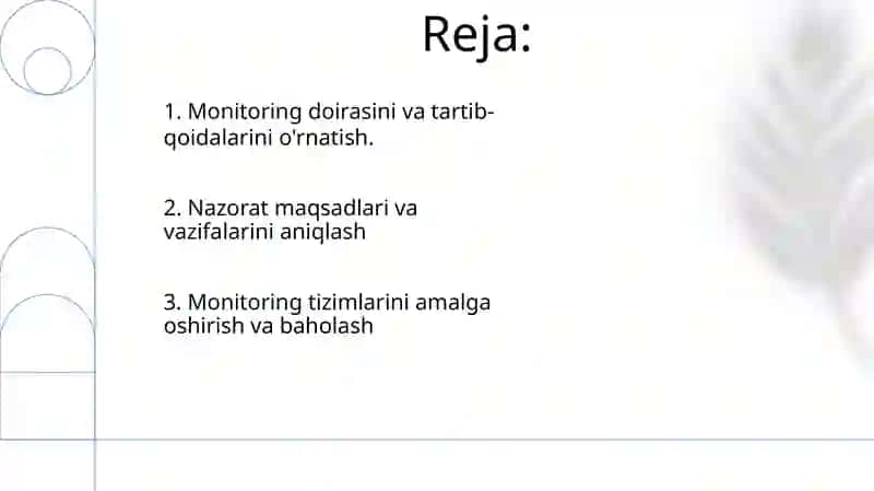 Monitoring jarayonini tashkil etish 2
