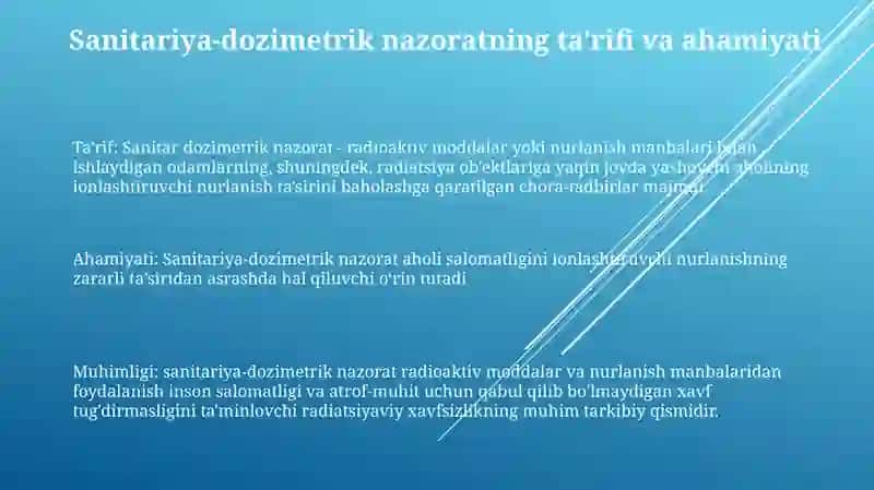 Sanitariya Dozimetrik Nazorat Haqida Tushuncha 2