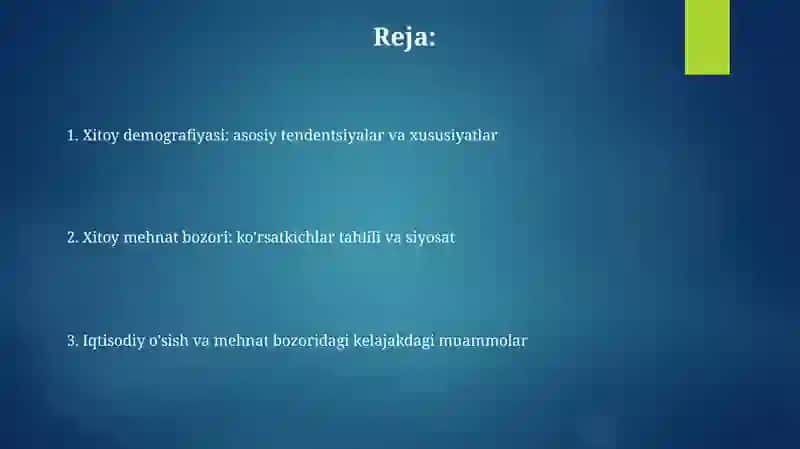 Xitoy davlatining aholisi va mehnat bozori korsatkichlari tahlili 2
