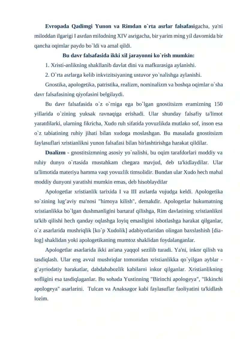 O’rta asrlar va yangi davr g’arb falsafasi 2