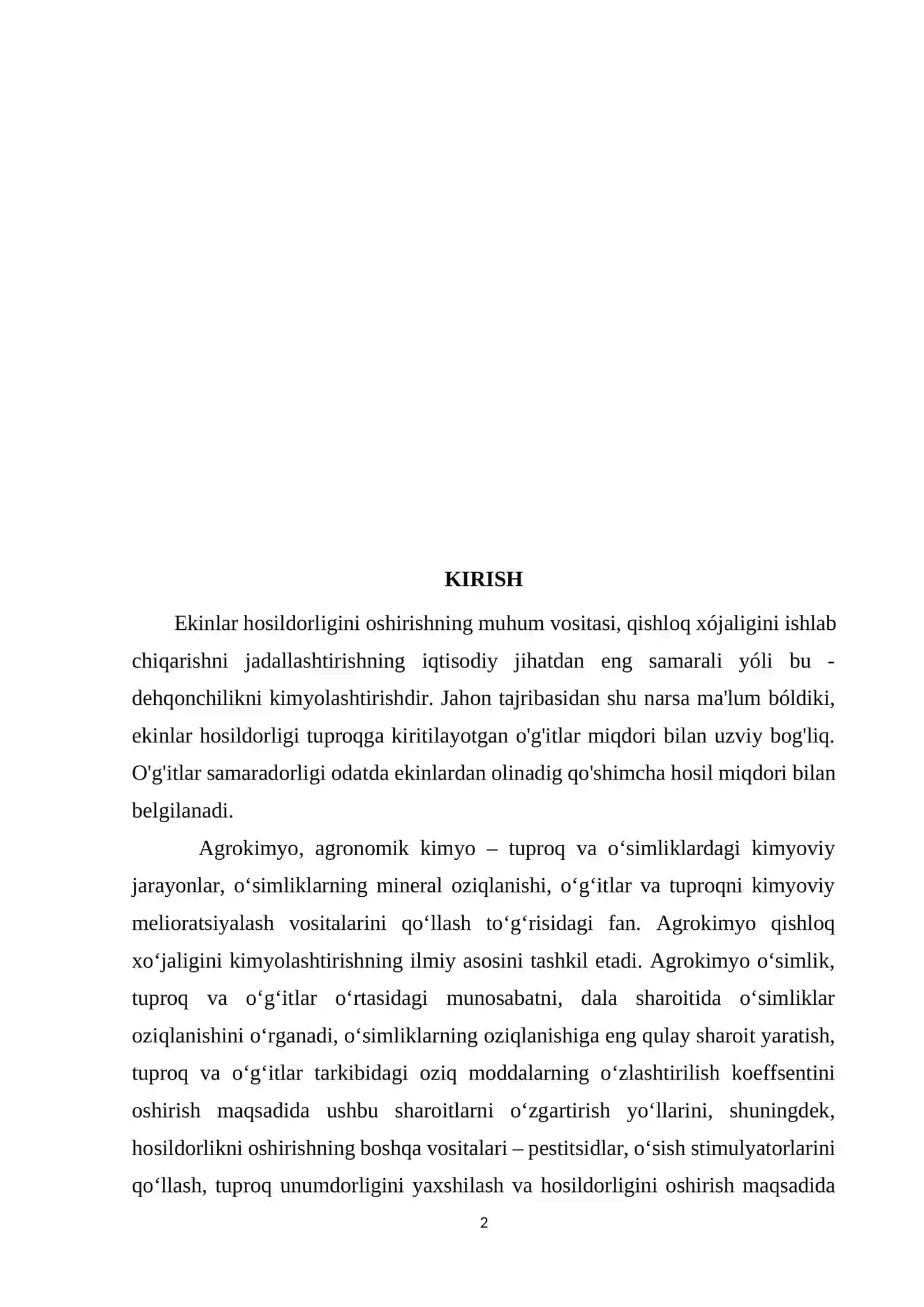 O'SIMLIKLAR OZIQLANISHI VA O`G`IT FANIDAN 2