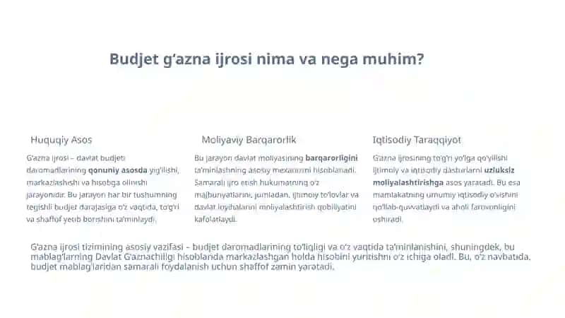 Budjet daromadlarining g‘azna ijrosini tashkil etish 2