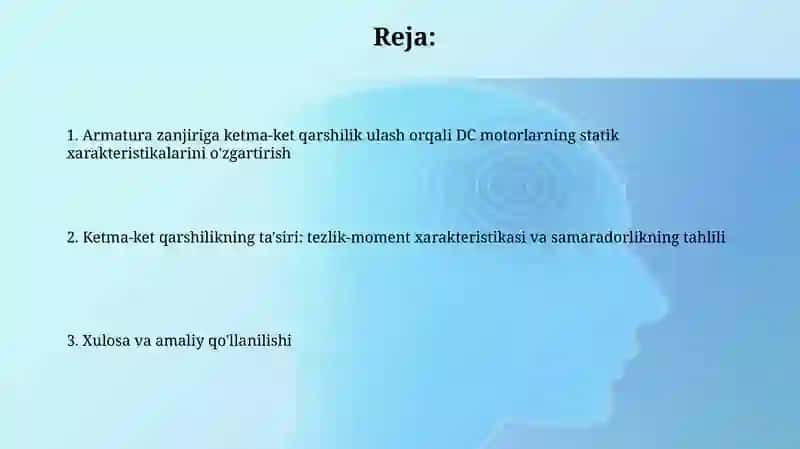 Ózgarmastokmatorlarning yakorzanjirga ketma-ket qarshlik ulab statistik tavsiflarni ôzgartirish 2