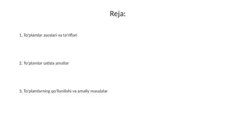 To'plam tushunchasi va belgilanish usullari 2