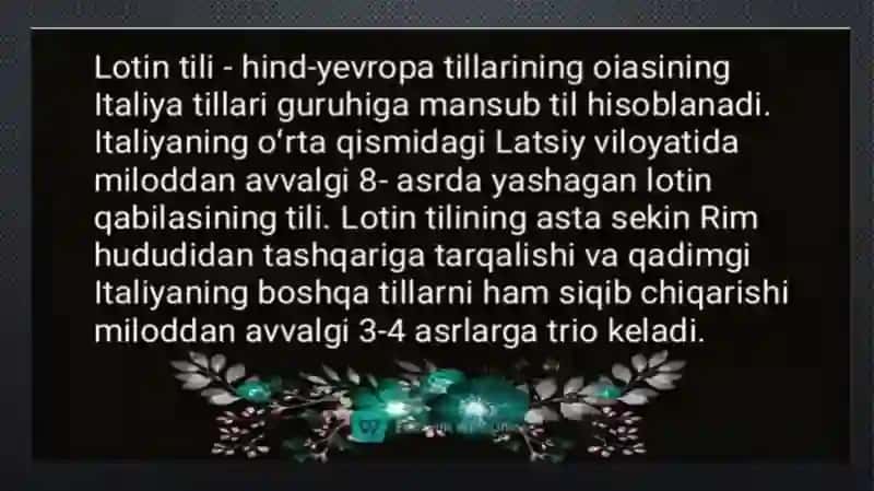 Lotin tili iboralarining hayotimizing barcha jabhalaridagi òrni. talabalar leksikasi 2