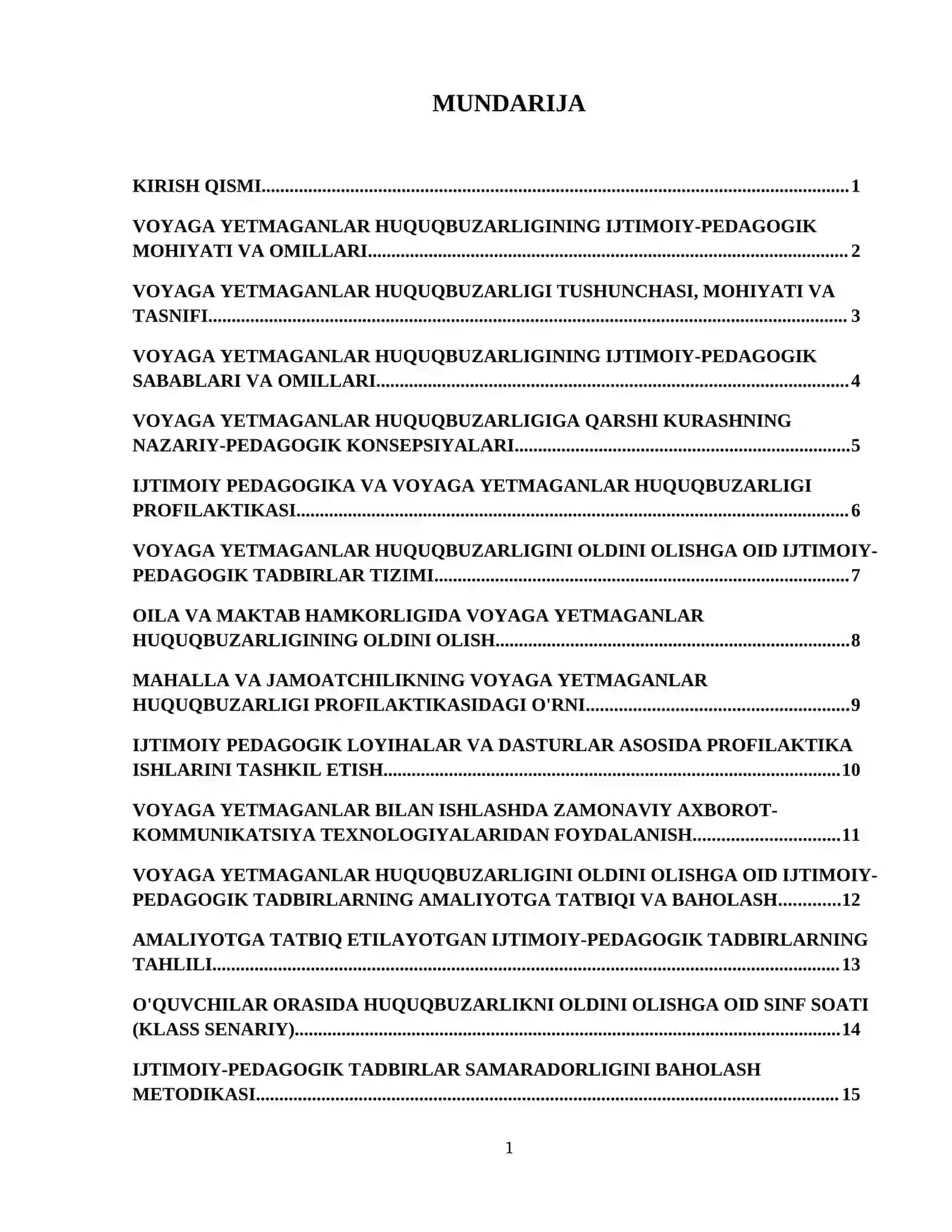 Voyaga yetmagan bolalar bilan huquqbuzarlikni oldini olishga oid ijtimoiy pedagogik tadbirlar. 2