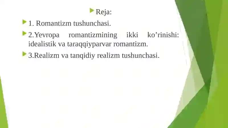 Romantizm va Realizm Adabiyoti 2