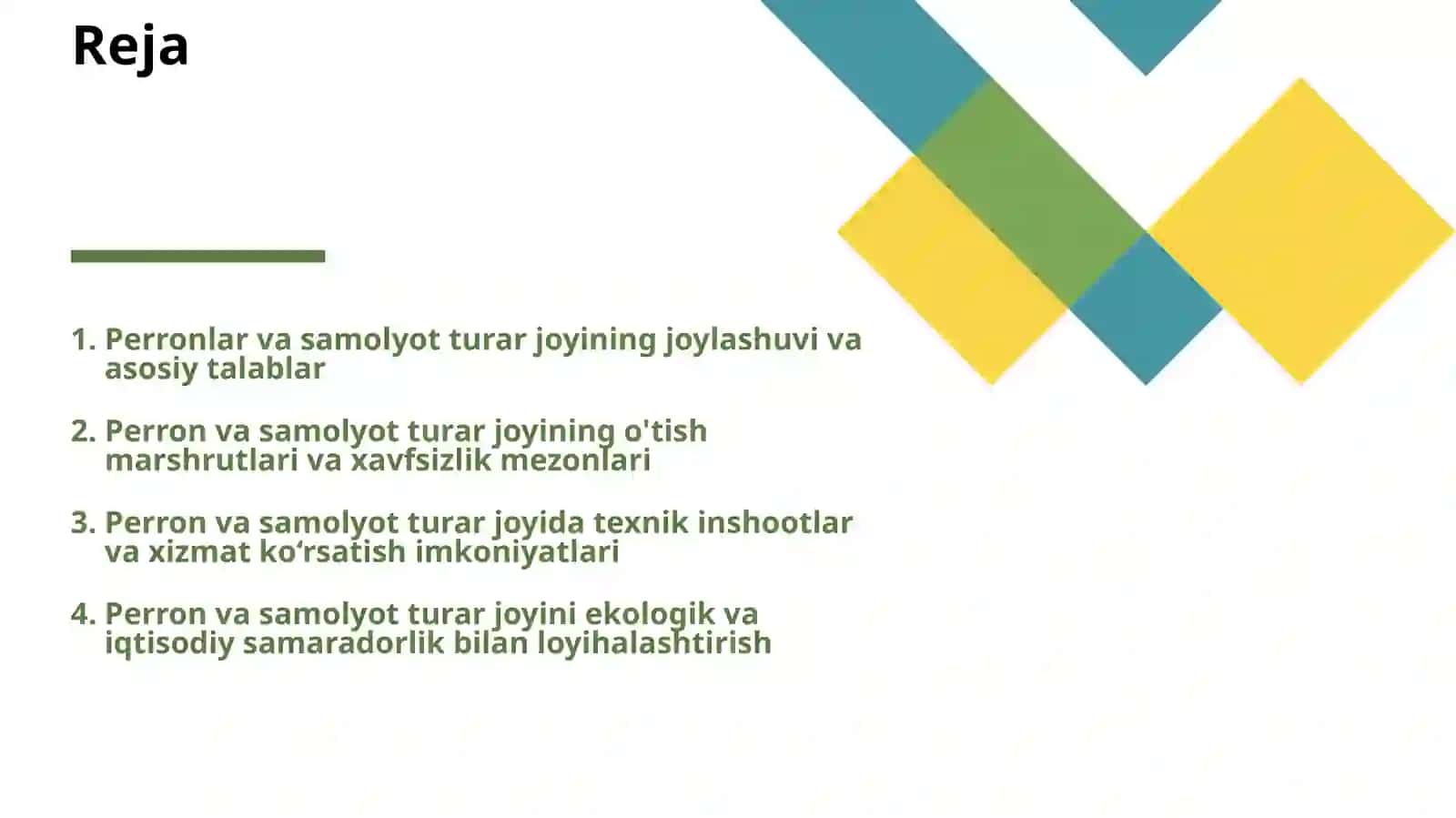 PERRON VA SAMOLYOTLARNI TURAR JOYINI LOYHALASHTIRISH 2