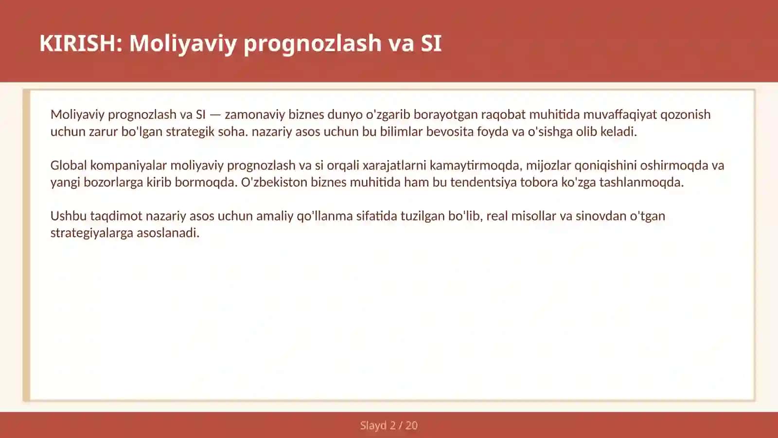 Moliyaviy Prognozlash va SI 2