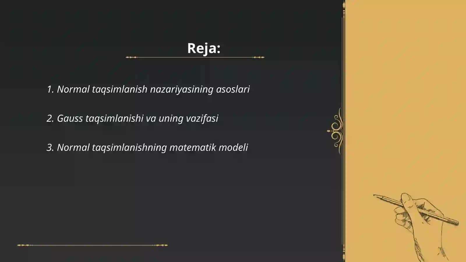 Normal taqsimlanish nazariyasining amaliy jihatlari 2