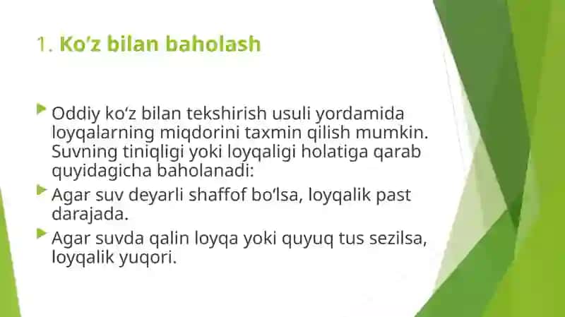 Oqovasuvlarni loyqaligini taqribiy topish 2