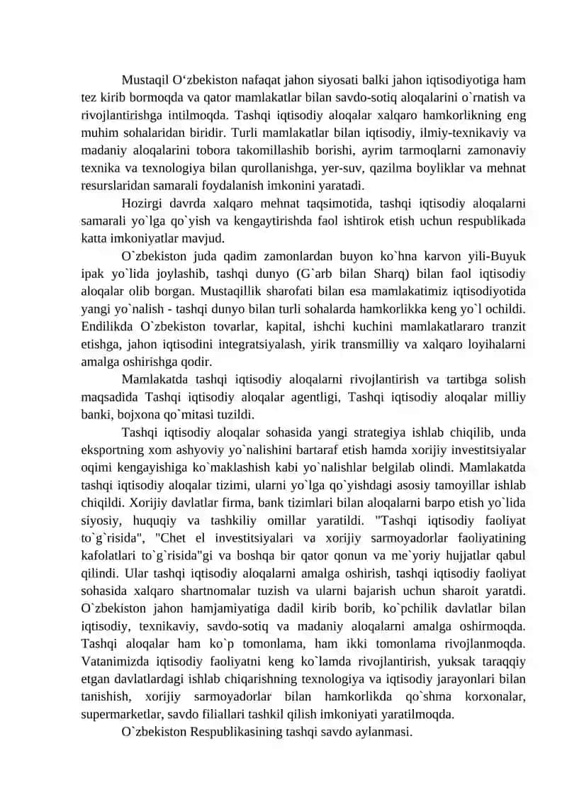 O'zbekistonning Yevropa ittifoqi mamlakatlari bilan istiqbolli hamkorligi 2