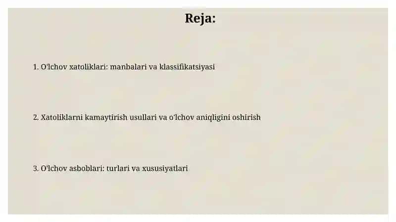 O'lchov xatoliklari: manbalari va klassifikatsiyasi 2