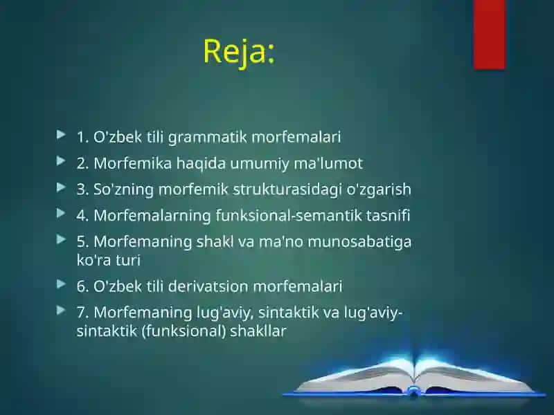 Oʻzbek tilida derivatsion va grammatik morfema 2