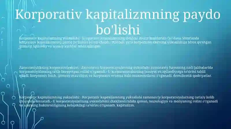 Zamonaviy Korporatsiyaning Yuksalishi 2