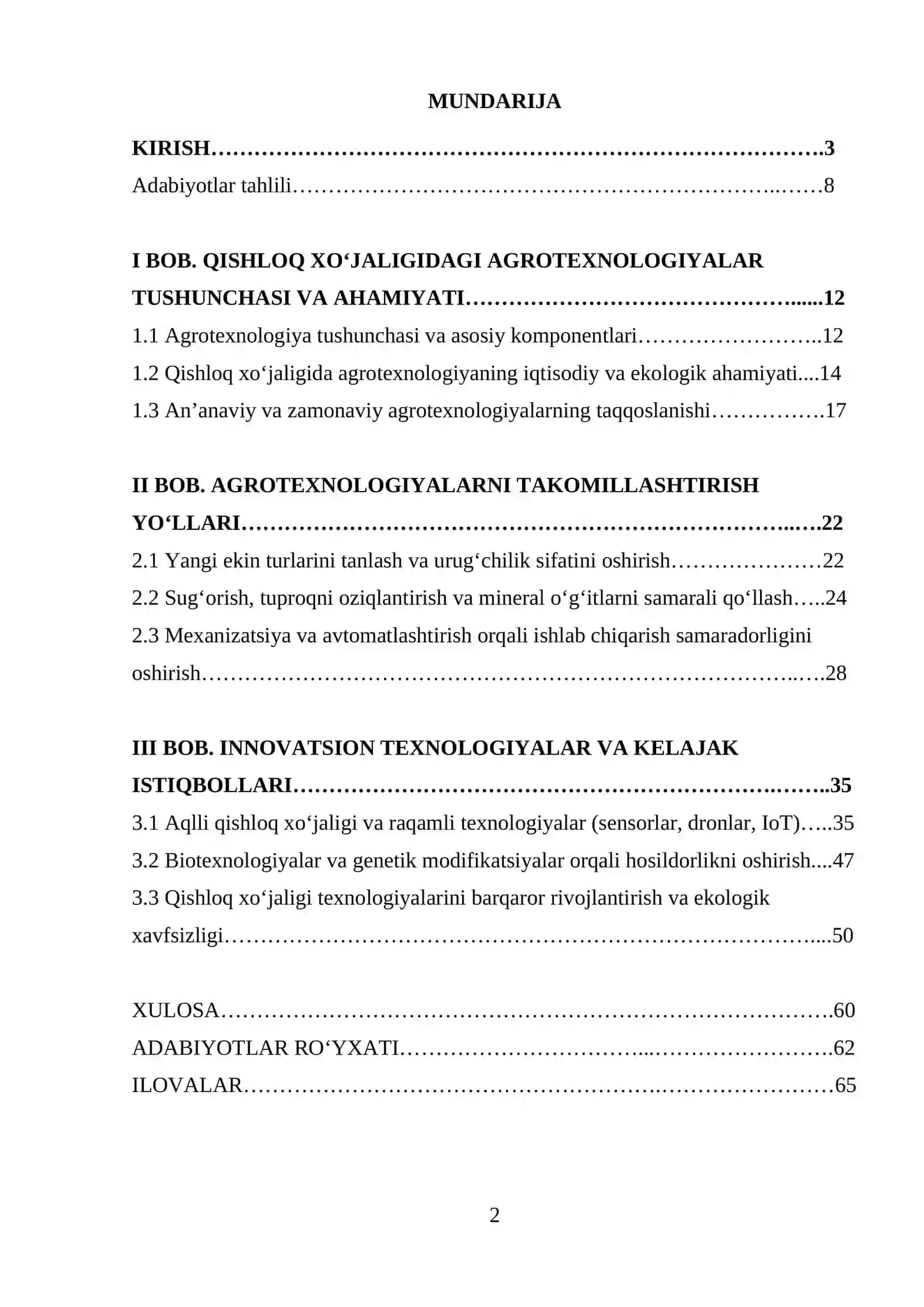 QISHLOQ XO‘JALIGIDA AGROTEXNOLOGIYALARNI TAKOMILLASHTIRISH 2