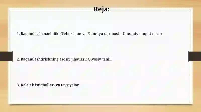 Raqamli gʻaznachilik Oʻzbekiston va Estoniya tajribasi 2