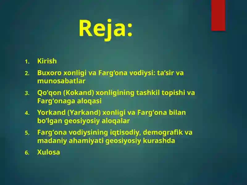 Buxoro xonligi, Qozoq va Yorkand xonliklari o‘rtasida Farg‘ona vodiysining geosiyosiy ahamiyati 2