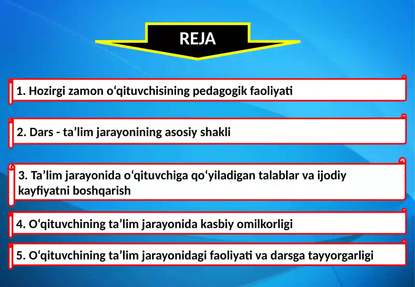 O‘qituvchining ta’lim jarayonidagi mahorati. Zamonaviy dars kombinatsiyalari 2