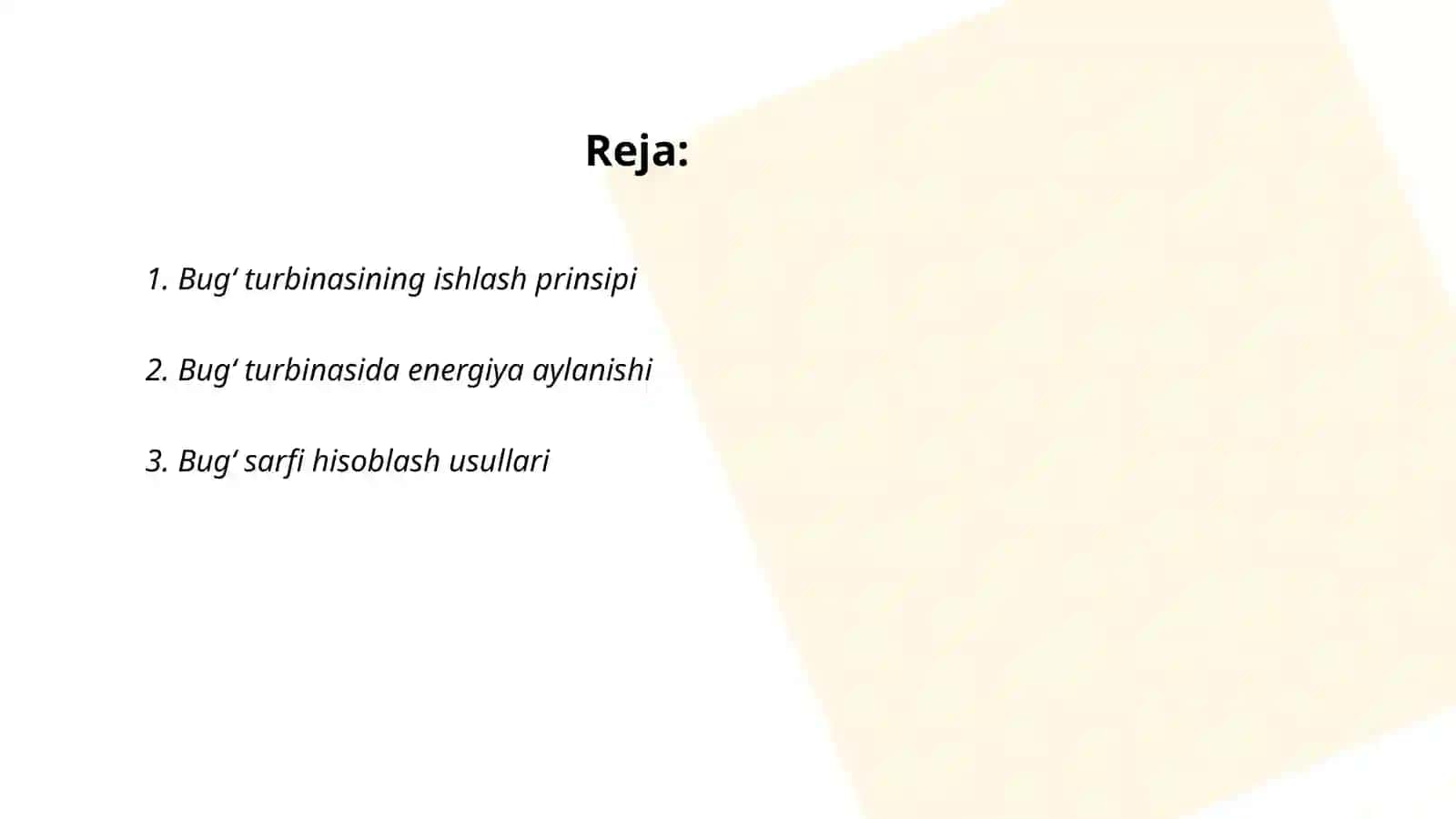Bugʻ turbinasiga bugʻ sarfini aniqlash 2