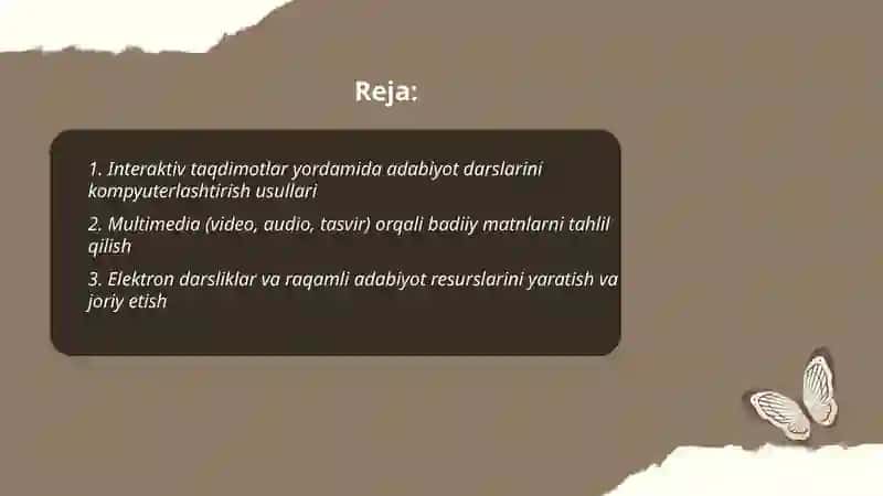 Adabiyot óqitishda darslarni kompyuterlashtirish 2