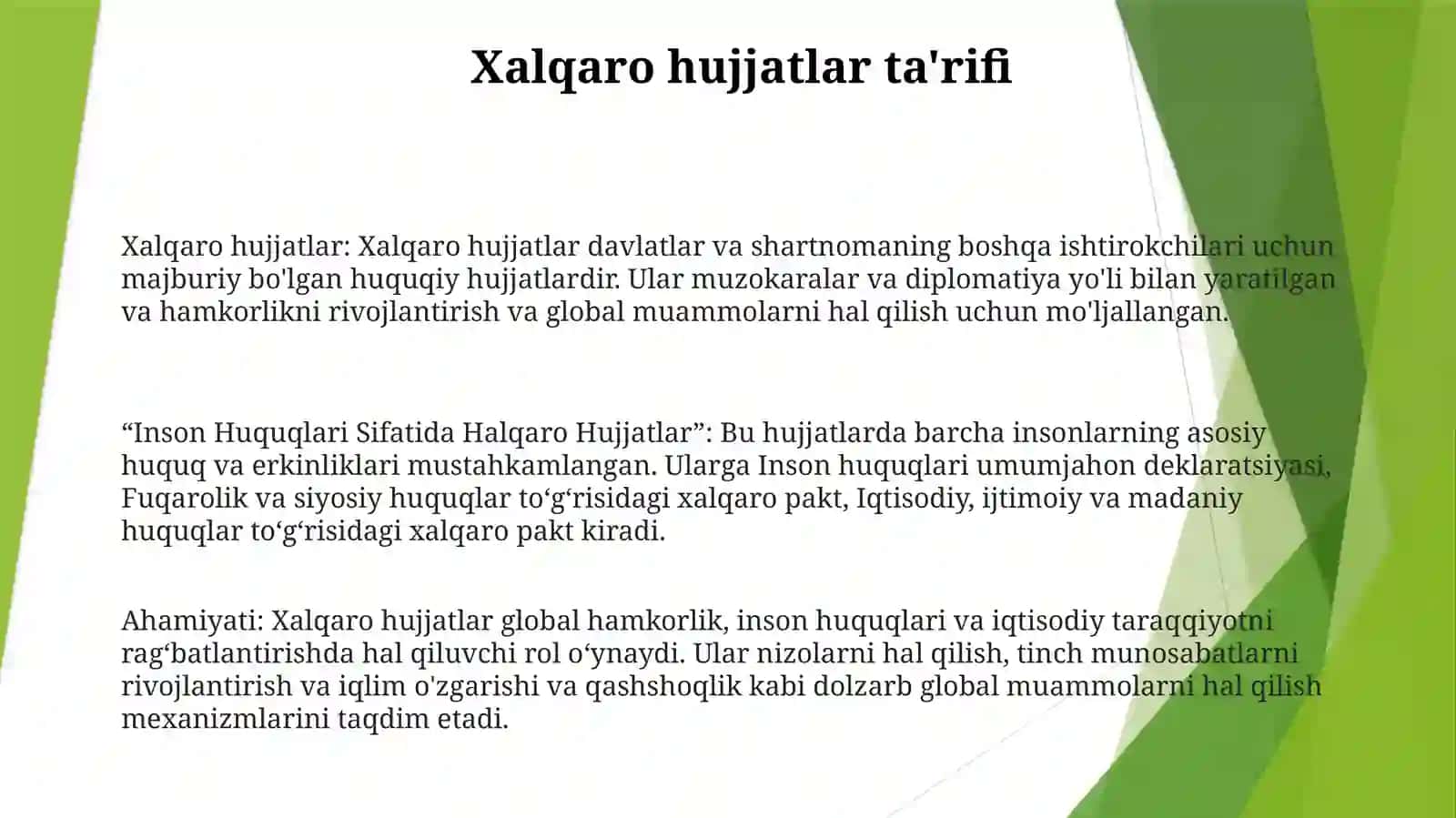 Inson Huquqlari Sifatida Halqaro Hujjatlar 2