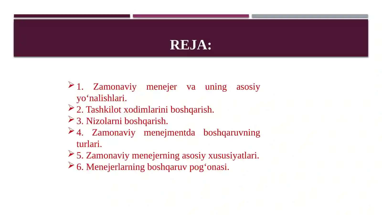 Zamonaviy menejer. Tashkilot xodimlarini boshqarish. Nizolarni boshqarish. 2