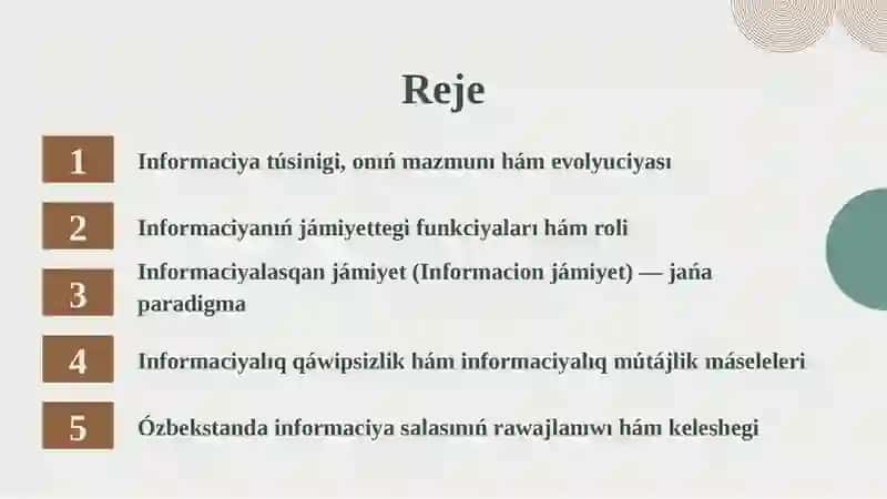 Informaciyanıń jámiyette tutqan ornı hám áhmiyeti 2
