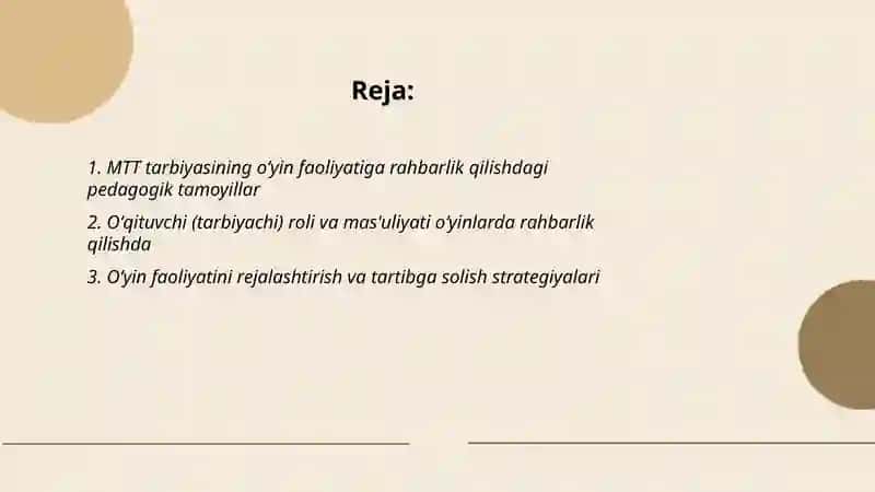 MTT tarbiyasining oʻyin faoliyatiga rahbarlik qilishi 2