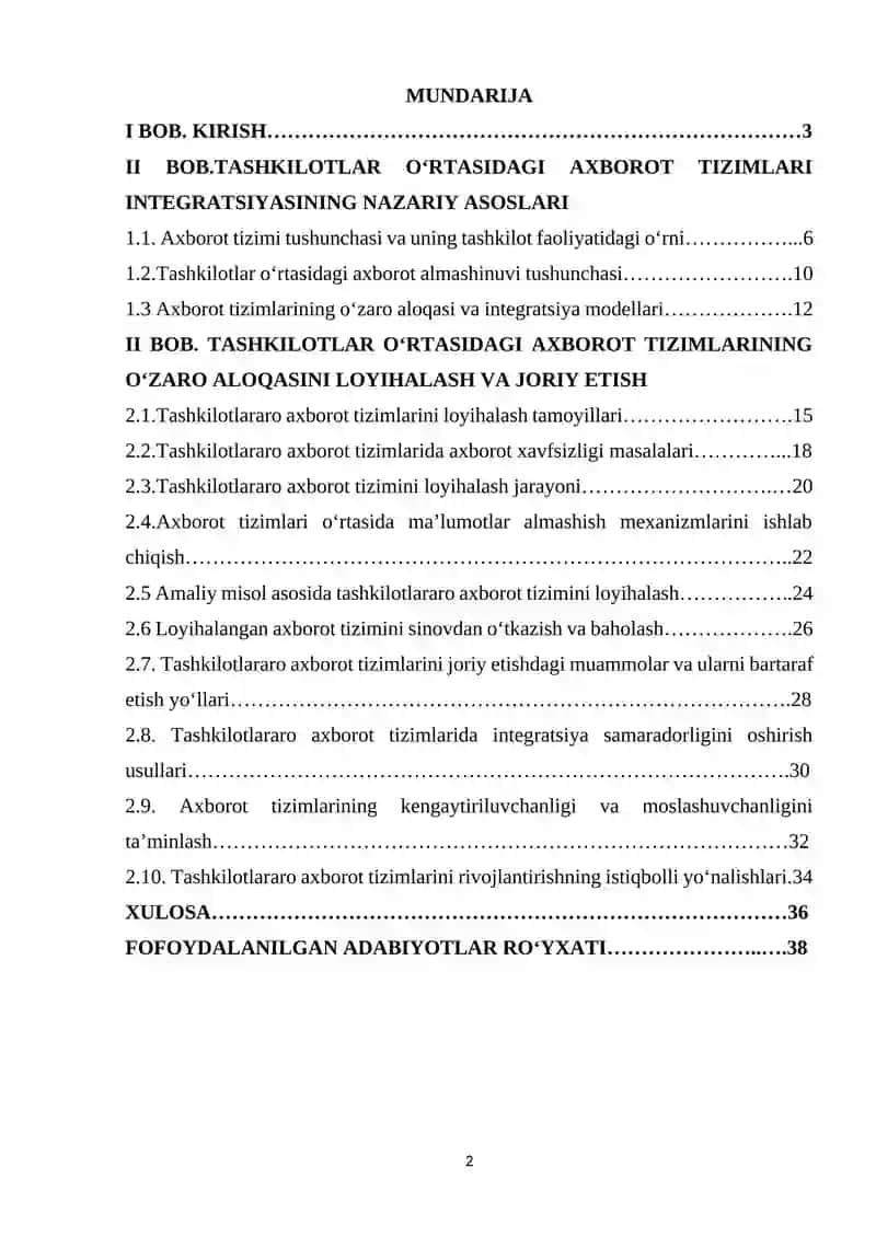 Tashkilotlar oʻrtasidagi axborot tizimlarining oʻzaro aloqasini loyihalash 2