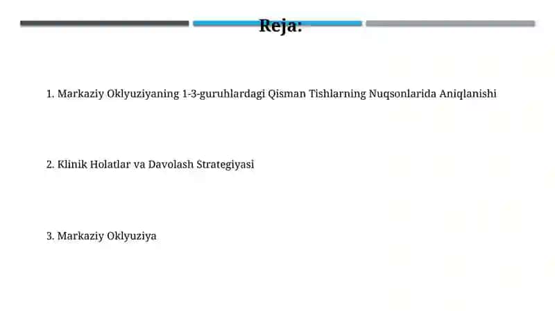 Markaziy Oklyuziyaning 1-3-guruhlardagi Qisman Tishlarning Nuqsonlarida Aniqlanishi 2