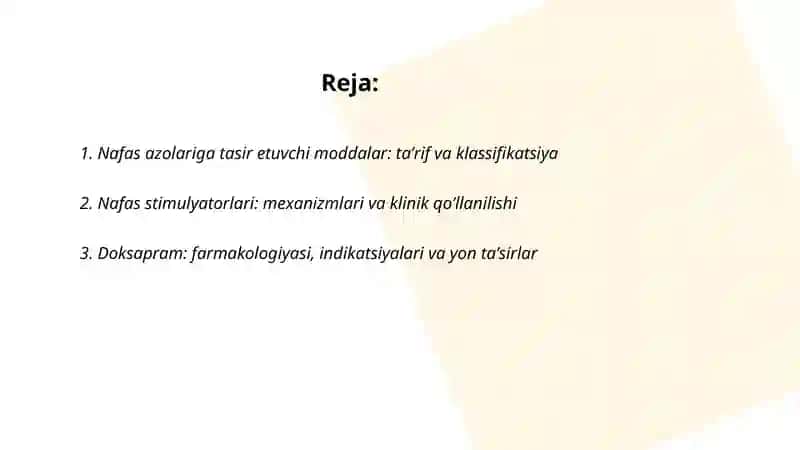 Nafas azolariga tasir etuvchi moddalar 2