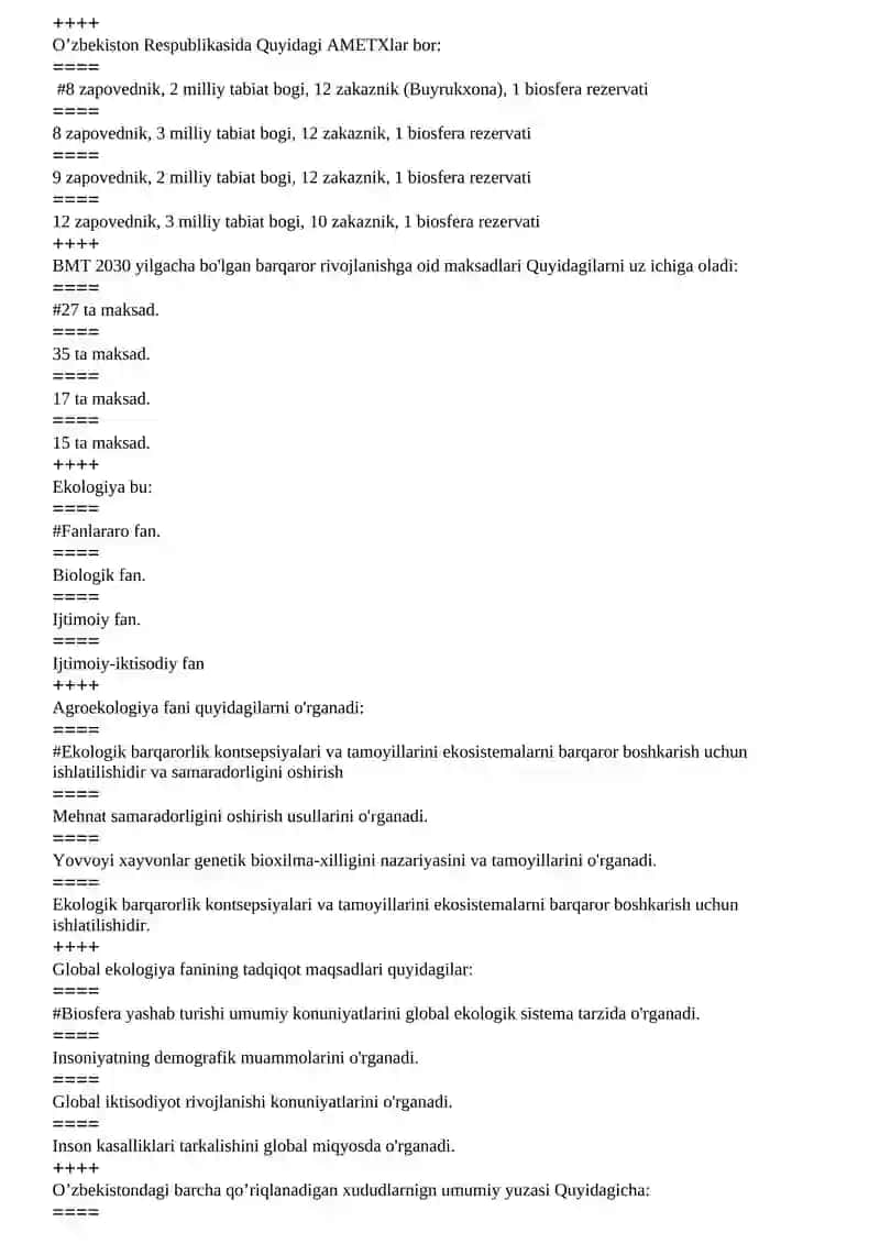 Muayyan bir hududda yashaydigan turlarning jinsi va yoshi ko'rsatkichlarini uzgarishini o'rganadi 2