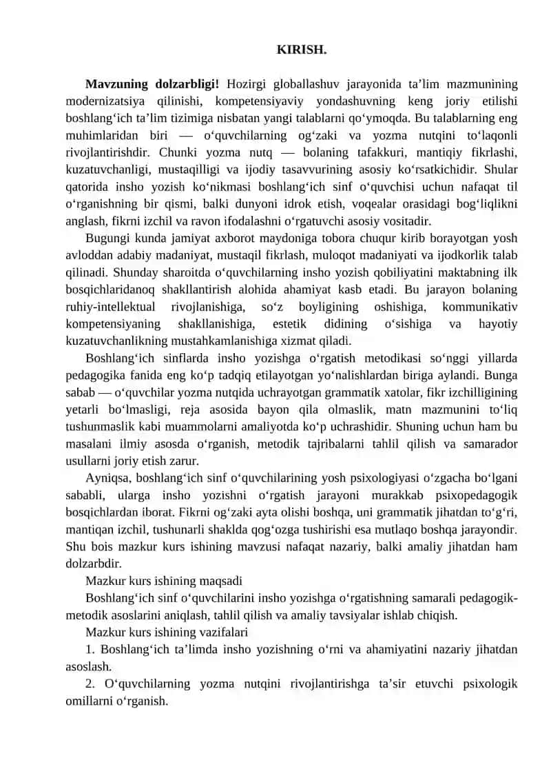 Boshlang'ich sinf o'quvchilarini insho yozishga o'rgatish 2