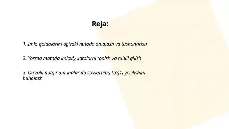 Imloviy tahlil ko'rinishidagi og'zaki va yozma nutq ishlarini bajarish 2