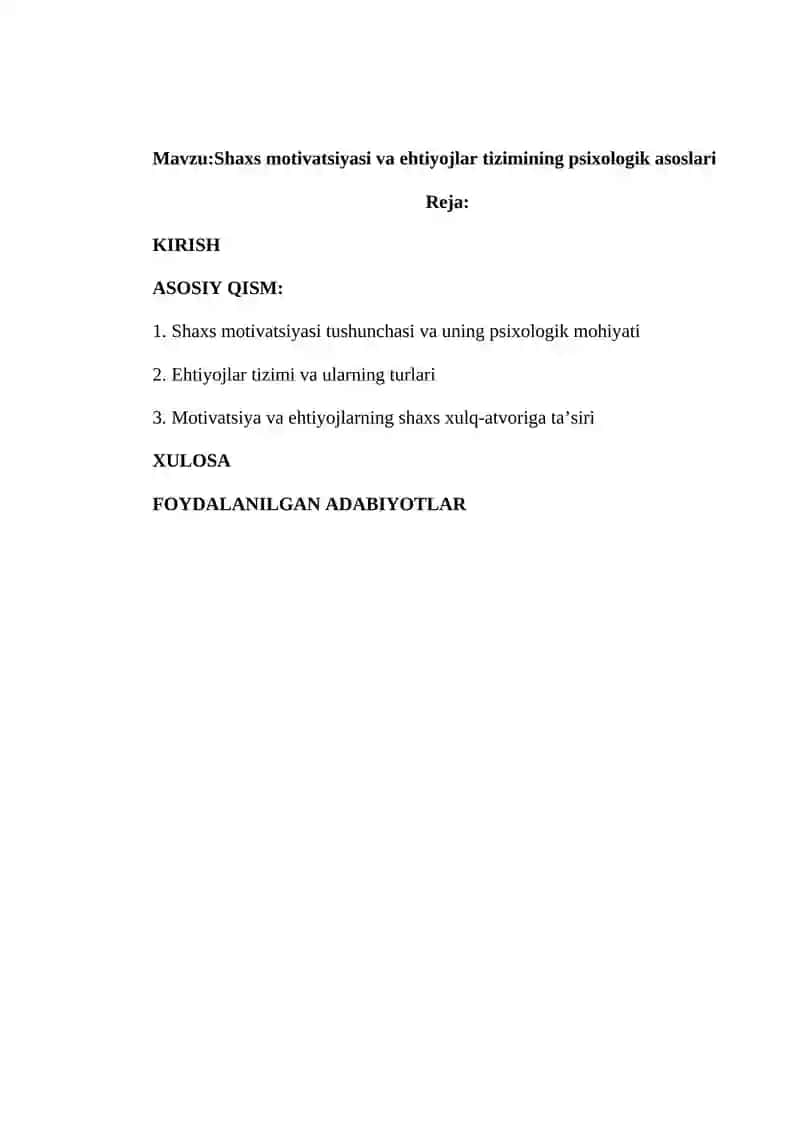 UMUMIY PSIXOLOGIYA FANIDAN TAYYORLAGAN REFARATI 2