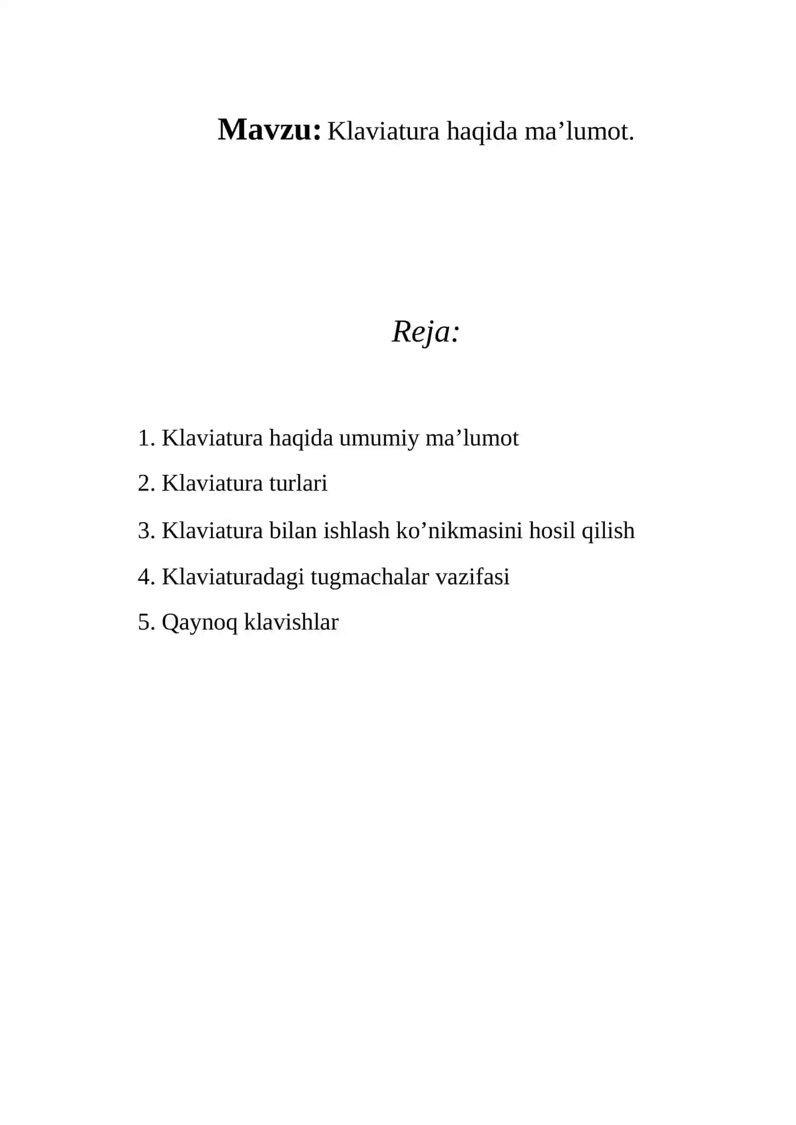 Klaviatura haqida ma’lumot 2