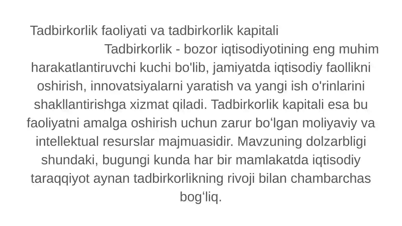 Tadbirkorlik faoliyati va tadbirkorlik kapitali 2