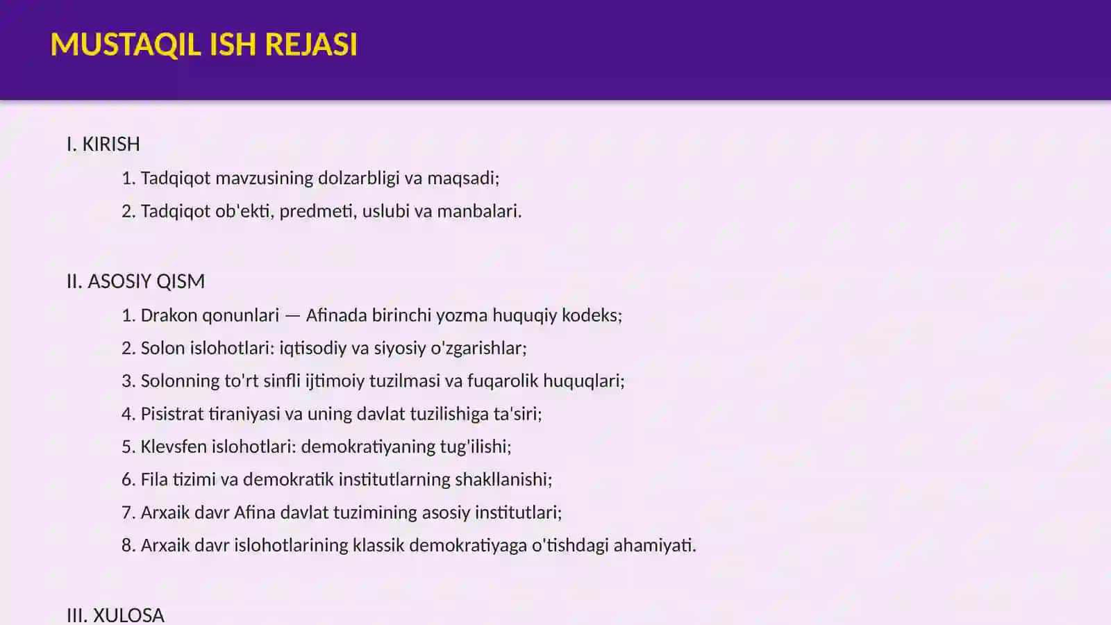 Miloddan avvalgi VIII-VI asrlarda Afinada davlat tizimi 2