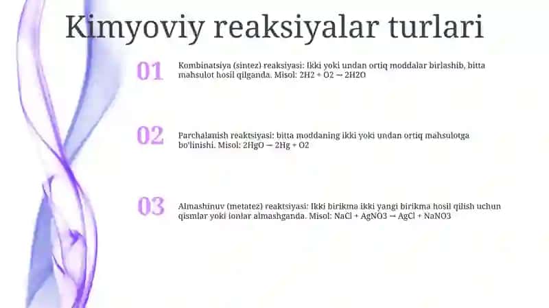 Kimyoviy Reaksya Turlari 2