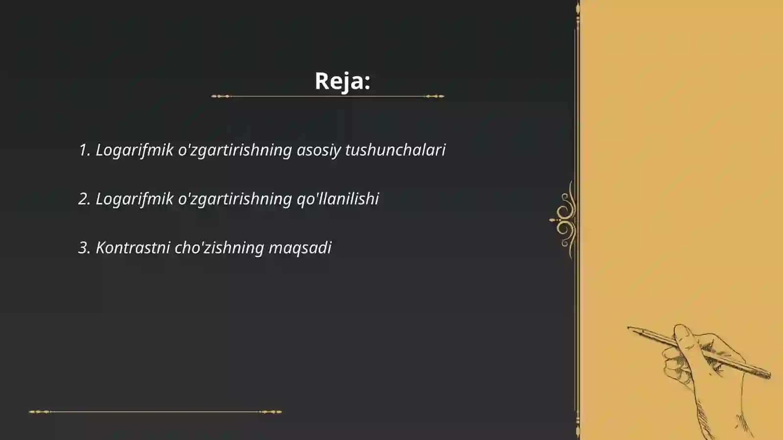 Logarifmik o'zgartirish va kontrastni cho'zish o'zgartirishlari 2