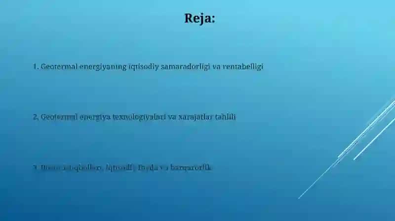 Geotermal energiyaning iqtisodiy samaradorligi va rentabelligi 2